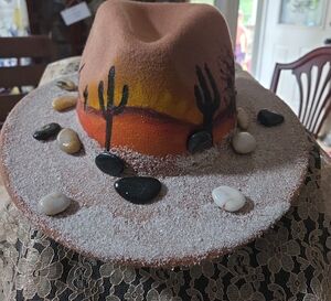 Sunset Painted Cowboy Hat with Stone Accents
